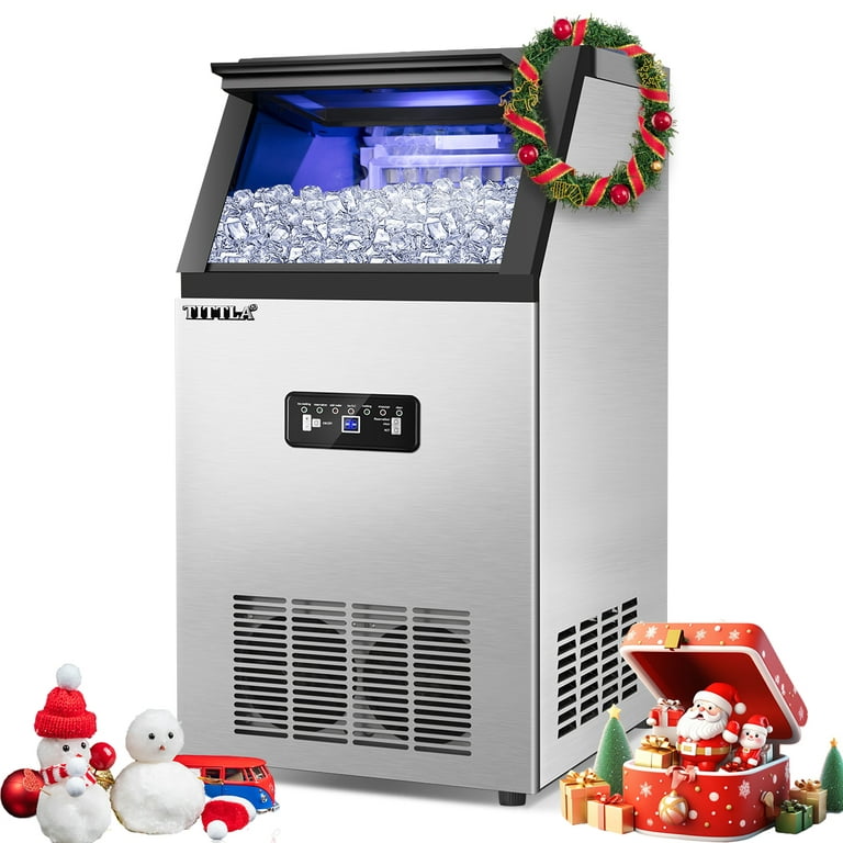 TITTLA Ice Maker Machine, Commercial Ice Machine,88Lbs/Day,Freestanding  Built-In Stainless Steel Under Counter Automatic Ice Machine for Restaurant