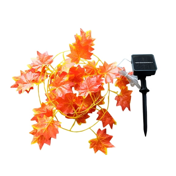 TIUSHOM Fall Solar Lights Outdoor Decorative,16.4Ft 50 Leds and 8 Modes Solar Maple Leaves String Lights Garland Waterproof for Autumn Outside Garden Thanksgiving Harvest Party Halloween Decorations