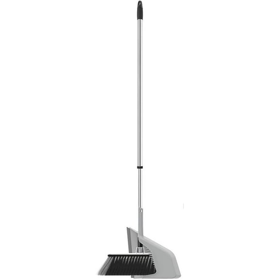 TIVIT Cross Bristles Rubberized Broom with BroomHolder Dustpan and Telescopic Handle - Combo Set with Non Scratch Bristle and Long Extendable, Indoor or Outdoor Home, Kitchen, Office, Garage, 55 in