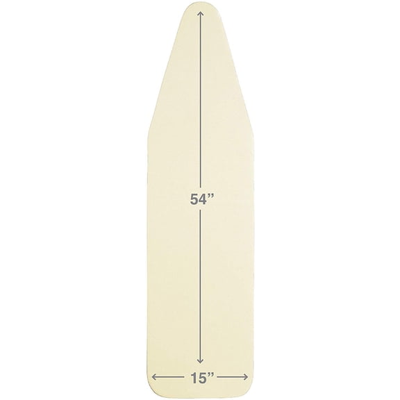 TIVIT Ironing Board Cover 15 x 54 Standard Chemical Free Eco-Friendly Padded Covers - Unbleached, Untreated Natural Cotton & Wool Pad - 2 Layer, 3 Fastener Straps, Pull Bungee Cord - Made in Italy