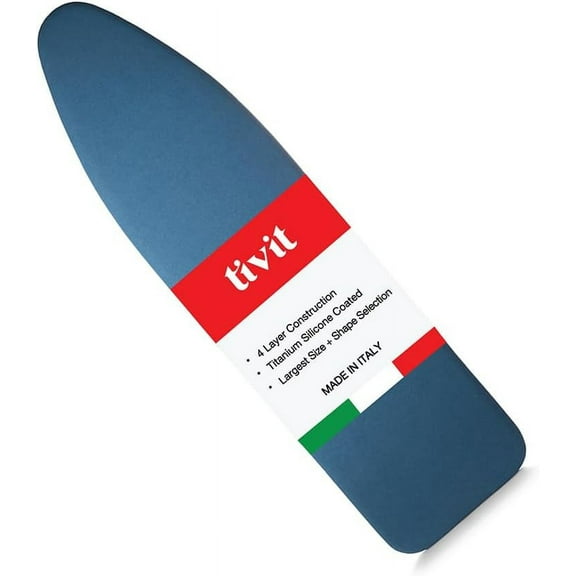 TIVIT Ironing Board Cover 18 x 49, Performance Grade Titanium Coated Pro Grip Pad & Covers - Superior Scorch & Stain Resistance, High Heat Reflection, 3 Padded Layers 3 Fastener Straps