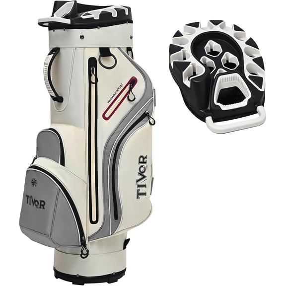 TIVOR T-Lock Golf Cart Bag-14-Way Full-Length Dividers,9 Pockets, Easy-Access Handle & Ergonomic Straps | Perfect for Cart & Walking, Includes Rain Cover