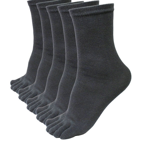TIWEKE Athletic Crew Socks,5 Pairs Men Sports Running Five Finger Toe Socks Elastic Short Soild Socks (Dark gray,One Size)