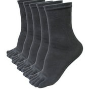 TIWEKE Athletic Crew Socks,5 Pairs Men Sports Running Five Finger Toe Socks Elastic Short Soild Socks Dark gray,One Size