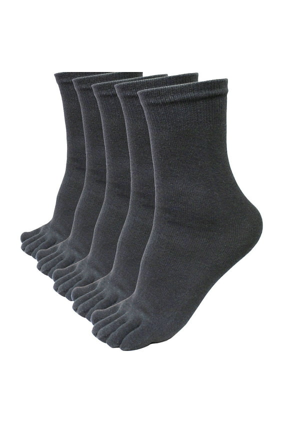 Athletic Crew Socks,5 Pairs Men Sports Running Five Finger Toe Socks Elastic Short Soild Socks (Dark gray,One Size)