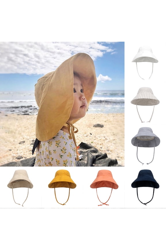 Bucket Hats for Kids,Toddler Bucket Hat Solid Cap Boys Hat Baby Sun Hat Kids Beach Hats Wide Brim,2-7 Years