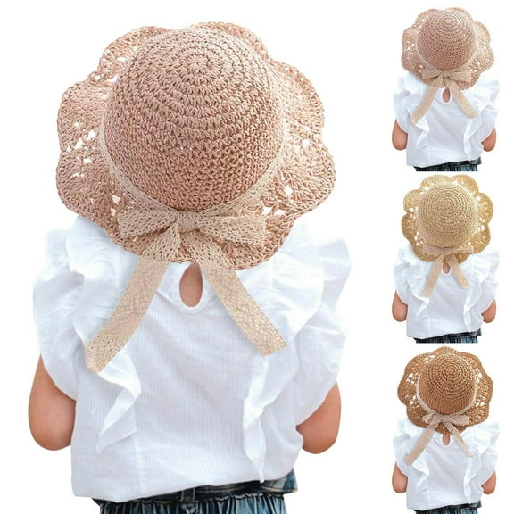 TIWEKE Kids Beach Hat,& Toddler Sun Hat Unisex Baby Spring/Summer Straw Hat with Wide Brim for Girl Boy Beach and Outdoor Play UPF 50 ,S