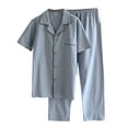 thumbnail image 1 of TIWEKE Mens Cotton Pajama Set Short Sleeve, Button Down Pajama Set for Men Lightweight Men's Sleepwear,Sizes L, 1 of 8