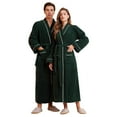 thumbnail image 1 of TIWEKE Men Robe Winter New Half Flannel Men's Thickened Robe Long Furry Home Wear Bathrobe Man (Green,M), 1 of 6