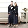 thumbnail image 1 of TIWEKE Men's Extra Long and Thick Flannel Couples' Bathrobe Plus Size Sleepwear Mens Pajamas (Navy,XL), 1 of 7