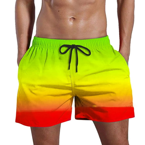 TIWEKE Mens Swim Trunks,Men's Gradient Beach Pants Mens Board Shorts Mens Swim Shorts Green M
