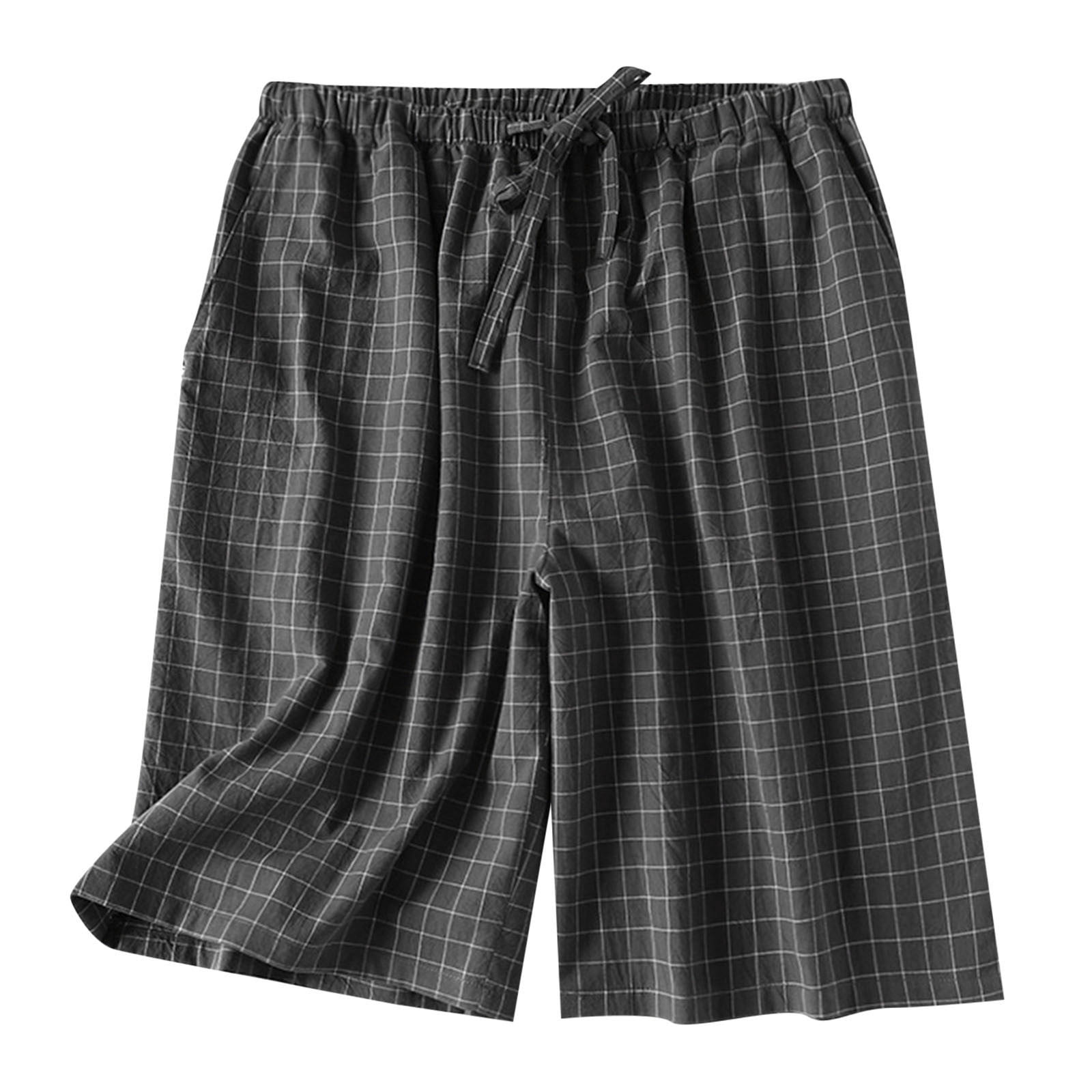TIWEKE Pajama Shorts Mens Washable Cotton Pajamas Pants Dark Gray,2XL ...