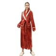 thumbnail image 1 of TIWEKE Pj's for Women,Women's Plus Size Thickened Long Flannel Couple Robe With Flange Bathrobe (Red,XL), 1 of 8