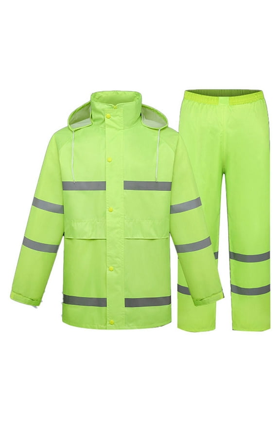 Rain Suits for Men Waterproof High Visibility Reflective Heavy Duty Outdoor All-Sport Work Rain Gear(Green,4XL)
