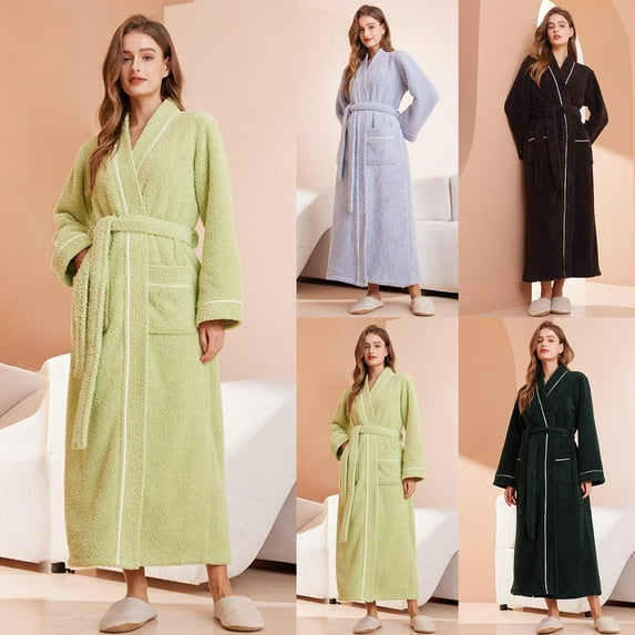 TIWEKE Spa Gifts for Women Winter New Half Flannel Men's Thickened Robe Long Furry Home Wear Bathrobe (Light Green,XL)