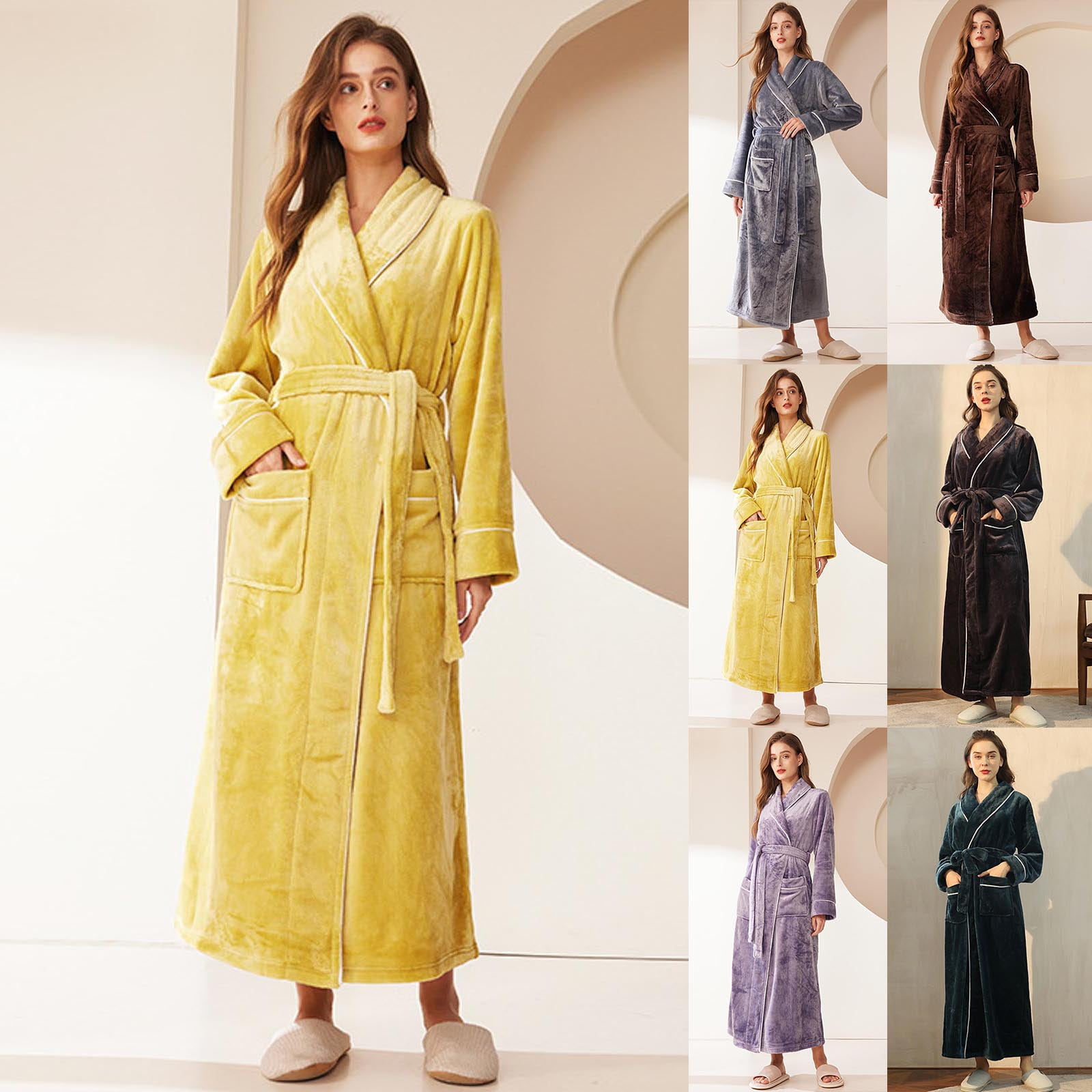 Top Half Robe TIWEKE Winter New Half Flannel Men's Thickened Robe Long Furry Home ...