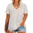 thumbnail image 1 of TIYOMI Ladies Plus Size 4X Sequin Tops Summer Short Sleeve Tunics Mermaid V-Neck Sparkly Party Tops Club Blouses Cocktail Slimming Tunics Casual Loose Fit Shirts 4XL 24W 26W, 1 of 7