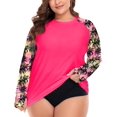 thumbnail image 1 of TIYOMI Ladies Plus Size 4X Surfing Swim Shirts Raglan Floral Long Sleeve Swimsuit Hot Pink Tops Rash Guard Tee UPF 50+ Sun Protection Flower Workout Tee 4XL 24W 26W, 1 of 4