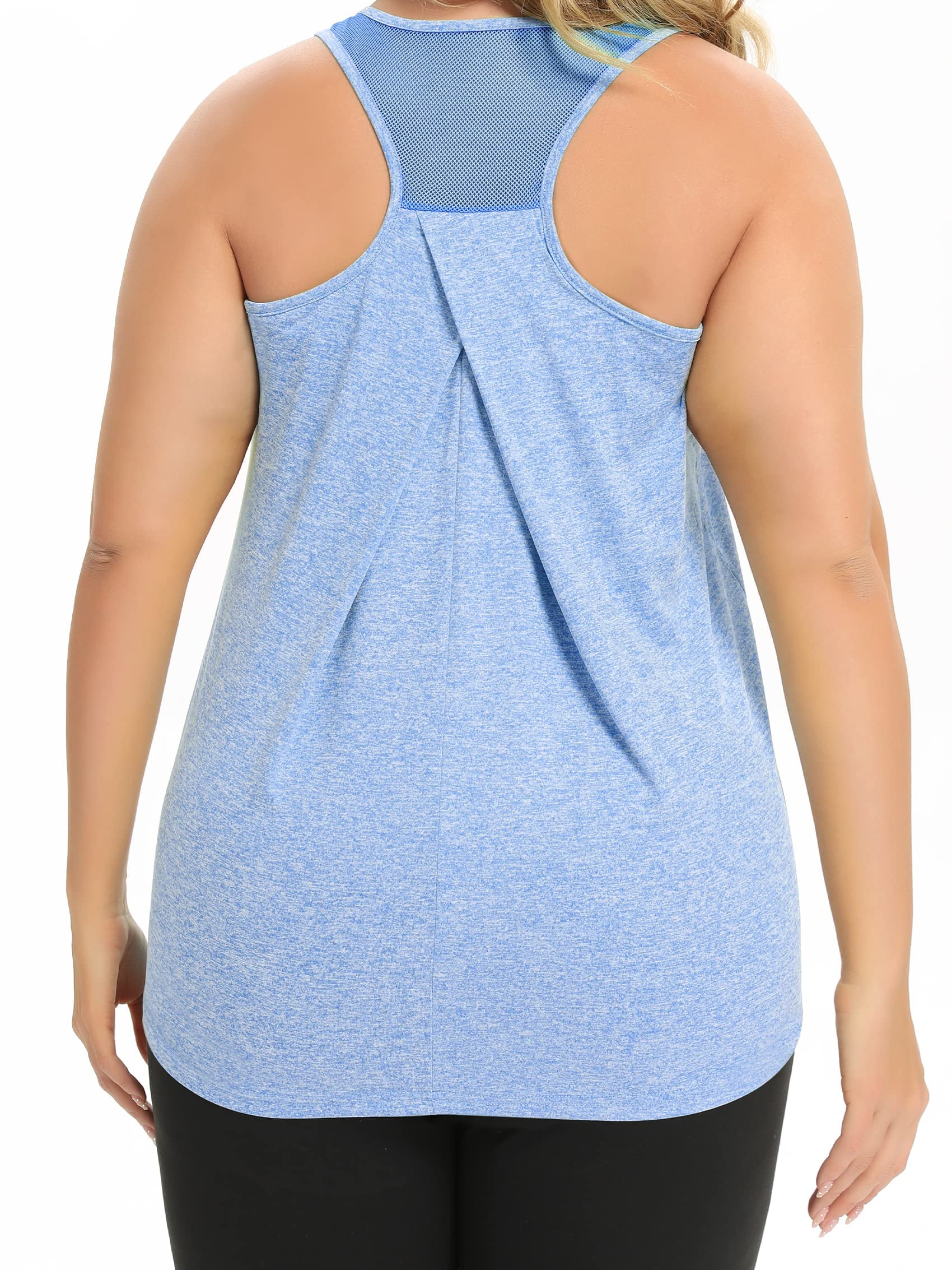 TIYOMI Ladies Plus Size 4X Tank Tops Blue Athletic Shirts Yoga Racerback  Tops Quick Dry Shirts Summer Tee for Gym Exercise 4XL 24W 26W 