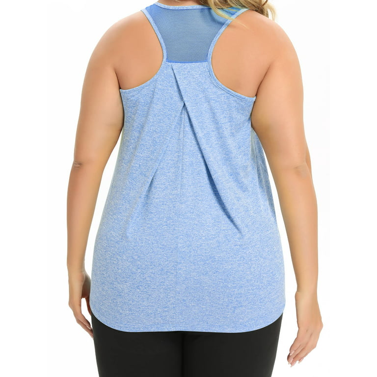 TIYOMI Ladies Plus Size 4X Tank Tops Blue Athletic Shirts Yoga Racerback  Tops Quick Dry Shirts Summer Tee for Gym Exercise 4XL 24W 26W