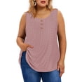 thumbnail image 1 of TIYOMI Ladies Plus Size 4X Tank Tops Pink Eyelet Sleeveless Tunics Henley Button Down Shirts Basic Solid Tunics Camisoles Summer Tank Tops 4XL 24W 26W, 1 of 8