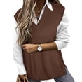 thumbnail image 1 of TIYOMI Ladies Plus Size Brown 4X Sweater Vest Sleeveless Pullover Knitted Tops V Veck Knitting Tank Tops Fall Winter Cable Knit Casual Vest 4XL 24W 26W, 1 of 8