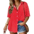 thumbnail image 1 of TIYOMI Ladies Plus Size Button Down Shirts Short Sleeve 4X Polka Dots Red Shirts Disney Minnie Tops Summer Loose Fit Blouse 4XL 24W 26W, 1 of 7