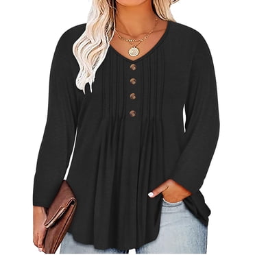 ZENNILO Women's Loose Fit Swing Tunic Top | Plus Size Flowy 3/4 Sleeve Casual Blouse