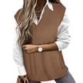 thumbnail image 1 of TIYOMI Ladies Plus Size Khaki 4X Sweater Vest Sleeveless Pullover Knitted Tops V Veck Knitting Tank Tops Fall Winter Cable Knit Casual Vest 4XL 24W 26W, 1 of 8