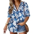 thumbnail image 1 of TIYOMI Ladies Plus Size Palm Leaf Shirts Short Sleeve 4X Tops Beach Shirts Hawaiian Button Down Tee Summer Loose Fit Blouse 4XL 24W 26W, 1 of 5