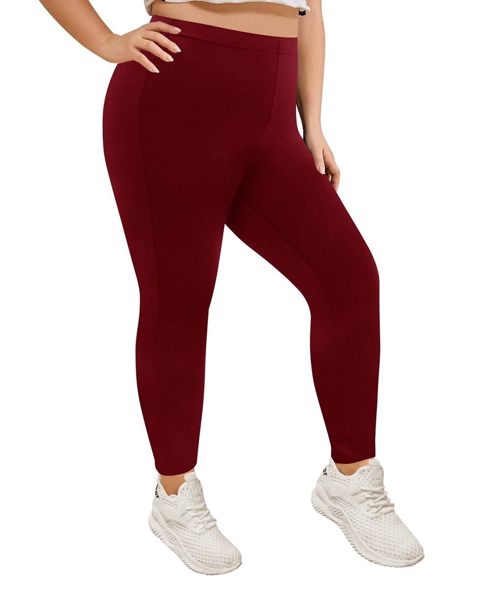TIYOMI Ladies Plus Size Pants 4X Brown Casual Full Length Ankle Leggings  Solid Color High Waist Leggings Butt Fit Bottom Pants Fall Winter Pants 4XL  26W 