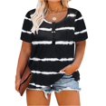 thumbnail image 1 of TIYOMI Ladies Plus Size Summer Tops Buttons Up Short Sleeve Tees Tie Dye Black Henley Shirts For Women Striped Henley Crewneck Tunics Casual Blouses 4XL 24W 26W, 1 of 4