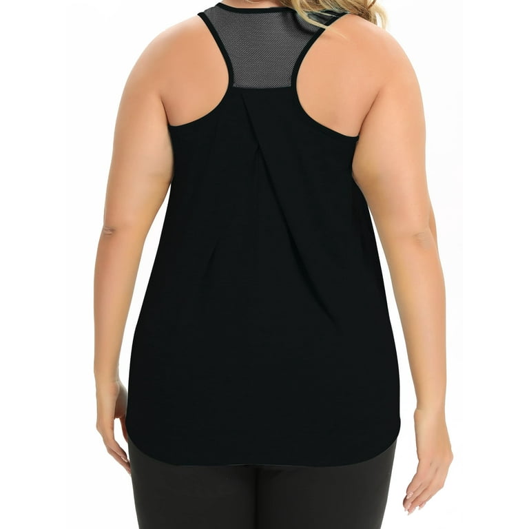 TIYOMI Plus Size 5X Athletic Tank Tops For Women Black Sport Tops Racerback  Yoga Shirts Summer Running Tee for Gym Exercise 5XL 26W 28W 