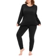 thumbnail image 1 of TIYOMI Plus Size 5X Black Thermal Underwear Suits For Women Long Johns Fleece Lined Base Layer Crewneck Top and Bottom Sets Fall Winter Pajama, 2-Pack 5XL 26W 28W, 1 of 5