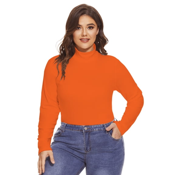 TIYOMI Plus Size 5X Orange Thermal Underwear For Women Mock Neck Top Fall Winter Pajama 5XL 26W 28W