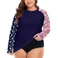 thumbnail image 1 of TIYOMI Plus Size 5X Swimsuit Shirts For Women UPF 50+ Sun Protection July 4th Rash Guard Tops American Flag Long Sleeve Pullover Surfing Swim Workout Tops 5XL 26W 28W, 1 of 5