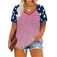 thumbnail image 1 of TIYOMI Plus Size American Flag Shirts Womens Raglan V-Neck Tees 4th of July Tops Color Block Short Sleeve 2x Patriotic Tunics Stripe Casual Summer Blouses 2XL 18W 20W, 1 of 4