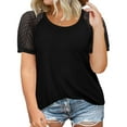 thumbnail image 1 of TIYOMI Plus Size Black Short Sleeve Lace Shirts For Women 5X Tops Waffle Crewneck Pullover Summer Tunics 5XL 26W 28W, 1 of 3