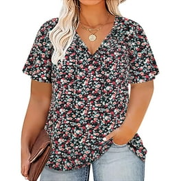 Colorblock Chiffon Short Sleeve Plus Size Tops Colorblock Chiffon Short Sleeve Plus Size Tops