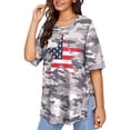 thumbnail image 1 of TIYOMI Plus Size Distressed American Flag Star Oversized T-Shirts Short Sleeve Shirts For Women 5X Camo Round Neck Tops 4th of July Boyfriend Pullover Summer Casual Loose Fit T-Shirt 5XL 26W 28W, 1 of 3