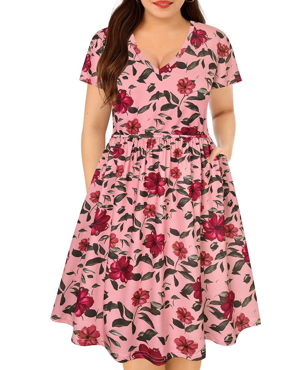 Top Femme West Palm Petite Size PS - Imprimé Floral Rose - Col V - Manches Courtes - Occasion TB