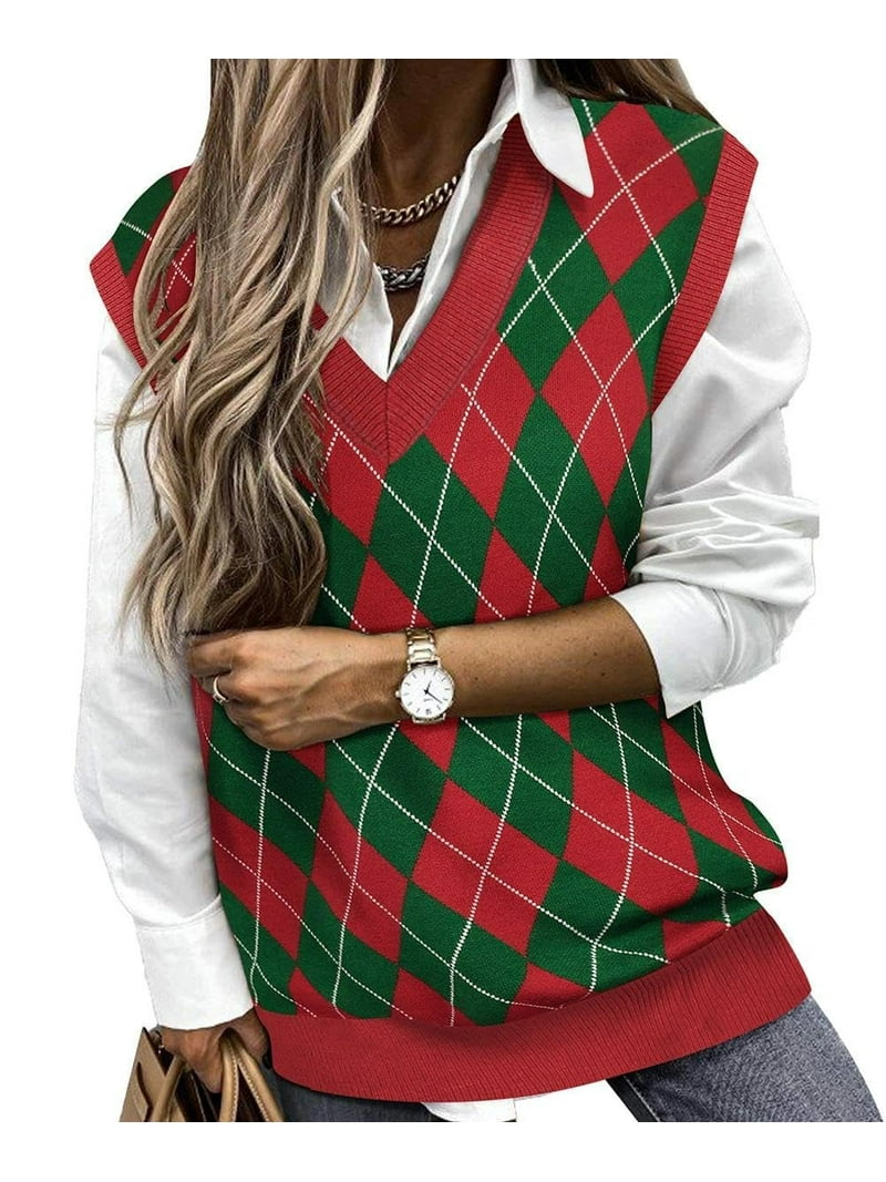 TIYOMI Plus Size Knit Vest Women 2x Sweater Vest Cable Knit Red