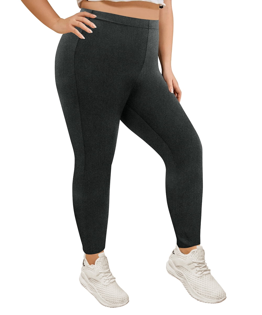TIYOMI Plus Size Leggings For Women Black Pants Stretchy Butt Fit High  Waist Solid Color Ankle Leggings Soft Workout Fall Winter Casual Leggings XL  14W 16W 