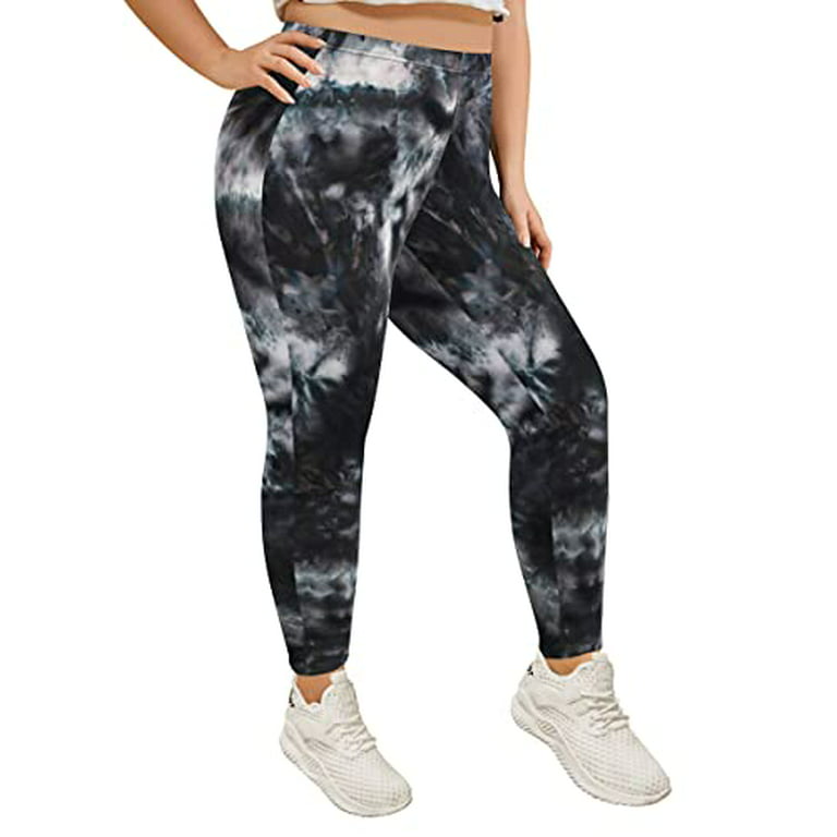TIYOMI Plus Size Leggings For Women Tie Dye Pants Stretchy Butt Fit High  Waist Solid Color Ankle Leggings Soft Workout Fall Winter Casual Leggings  XL