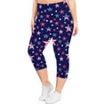 thumbnail image 1 of TIYOMI Plus Size Leggings For Women 4th of July Capri Stretchy American Flag Star High Waist Leggings Knee-Length Capris Soft Workout Casual Capris XL 14W 16W, 1 of 5