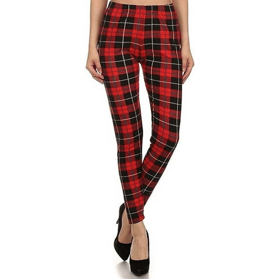 TIYOMI Plus Size Leggings For Women 5X Red Plaid High Waist Christmas Pants Full Length Butt Fit Pants Casual Ankle Leggings Outdoor Fall Leggings 5XL 28W
