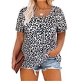 thumbnail image 1 of TIYOMI Plus Size Leopard Tops For Women Short Sleeve Henley Shirts Buttons Up Summer T-shirts Cheetah Print Henley Crewneck Casual Tunics XL 16W 18W, 1 of 4