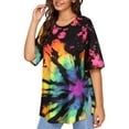thumbnail image 1 of TIYOMI Plus Size Oversized T-Shirts For Women Distressed Tie Dye Summer Round Neck Short Sleeve Sun Shirts Workout Tops Boyfriend Tee Loose Fit Casual T-Shirt XL 14W 16W, 1 of 3
