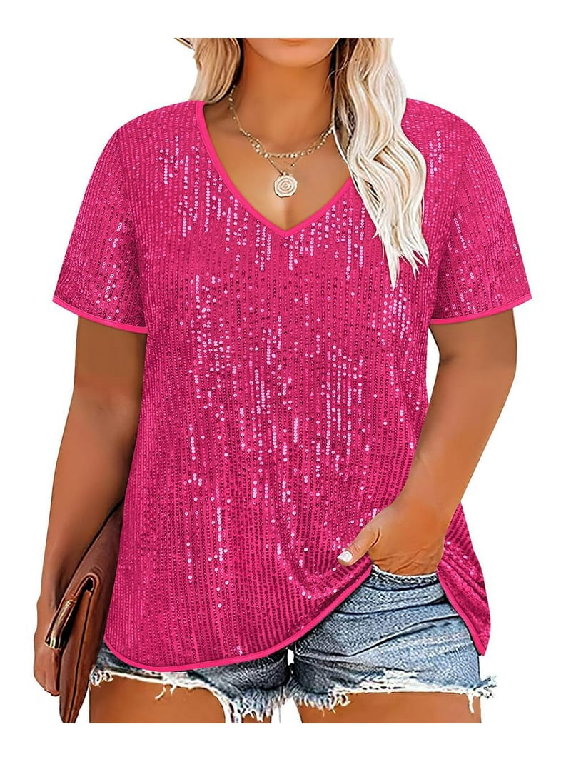 TIYOMI Plus Size Sequin Tops For Women Valentine's Day Sparkly