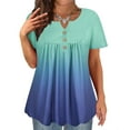 thumbnail image 1 of TIYOMI Plus Size Shirts for Curvy Women 5X Blue Gradient Pullover Summer Dressy Blouses Swing Tops Pleated Babydoll Casual Tunics Spring Shirts 5XL 26W 28W, 1 of 3